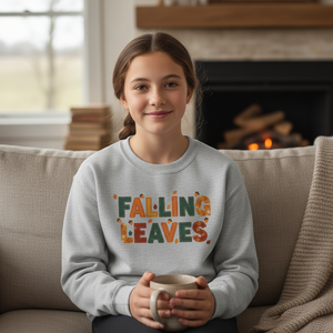 Youth Sweatshirt - "Falling Leaves" Autumn Graphic Crewneck