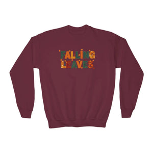 Youth Sweatshirt - ?Falling Leaves’ Autumn Graphic Crewneck - Sweatshirts