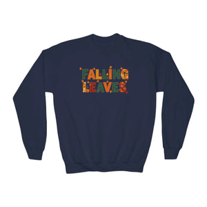 Youth Sweatshirt - ?Falling Leaves’ Autumn Graphic Crewneck - Sweatshirts