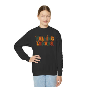 Youth Sweatshirt - ?Falling Leaves’ Autumn Graphic Crewneck - Sweatshirts