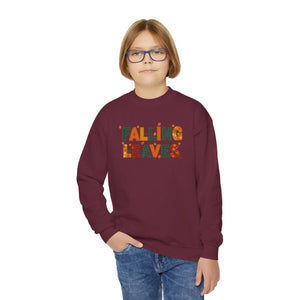 Youth Sweatshirt - ?Falling Leaves’ Autumn Graphic Crewneck - Sweatshirts