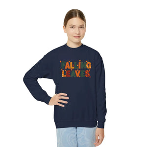 Youth Sweatshirt - ?Falling Leaves’ Autumn Graphic Crewneck - Sweatshirts