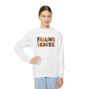 Youth Sweatshirt - ?Falling Leaves’ Autumn Graphic Crewneck - Sweatshirts