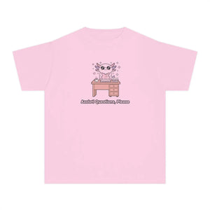 Youth Tee, Cute Axolotl at Desk ?I Still have Questions Please’ Back-to-school Shirt - T-shirts