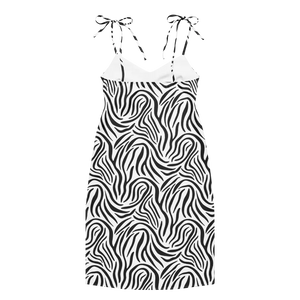 Zebra Print Midi Dress - Tie Straps Statement Style - Dipaliz - Dresses