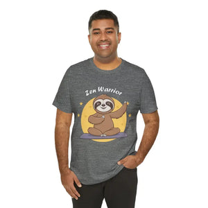 Zen Warrior Sloth Yoga Unisex Jersey Short Sleeve Tee - Dipaliz - Deep Heather / s - T-shirts