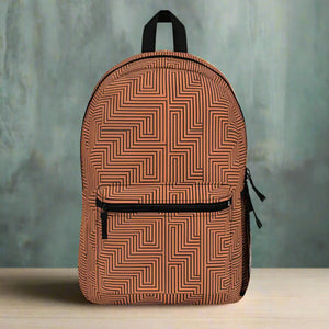 Trendy Orange Zig Zag Backpack - Durable Spun Polyester - Dipaliz - Backpacks