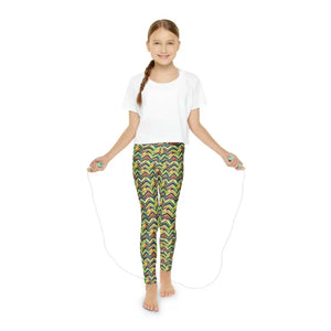 Length Leggings - Colorful Zigzag Pattern Active Style - Dipaliz - 11/12 Years - Activewear
