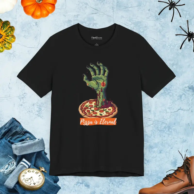 Zombie Hand Pizza Tee: Unleash the Undying Flavor! - Black / s T-shirt