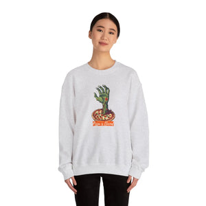 Spooky Zombie Hand Pizza Sweatshirt - Heavy Blend - Dipaliz - Sweatshirts
