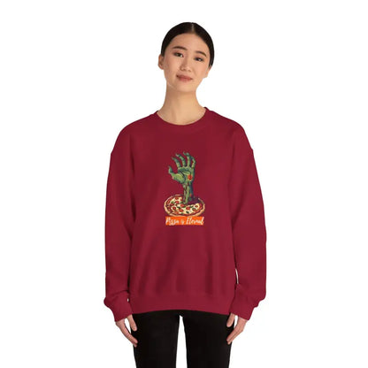 Zombie Hand Pizza Unisex Heavy Blend Crewneck for Comfort and Style - Sweatshirt