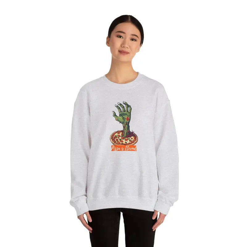 Zombie Hand Pizza Unisex Heavy Blend Crewneck for Comfort and Style - Sweatshirt