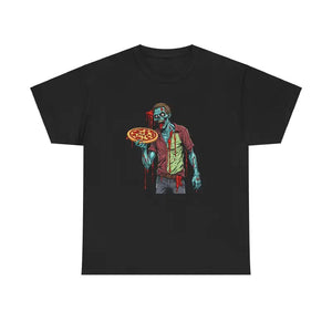 Zombie Eating Pizza Tee - Specially Spun Fibers Crew Neck - Dipaliz - T-shirts