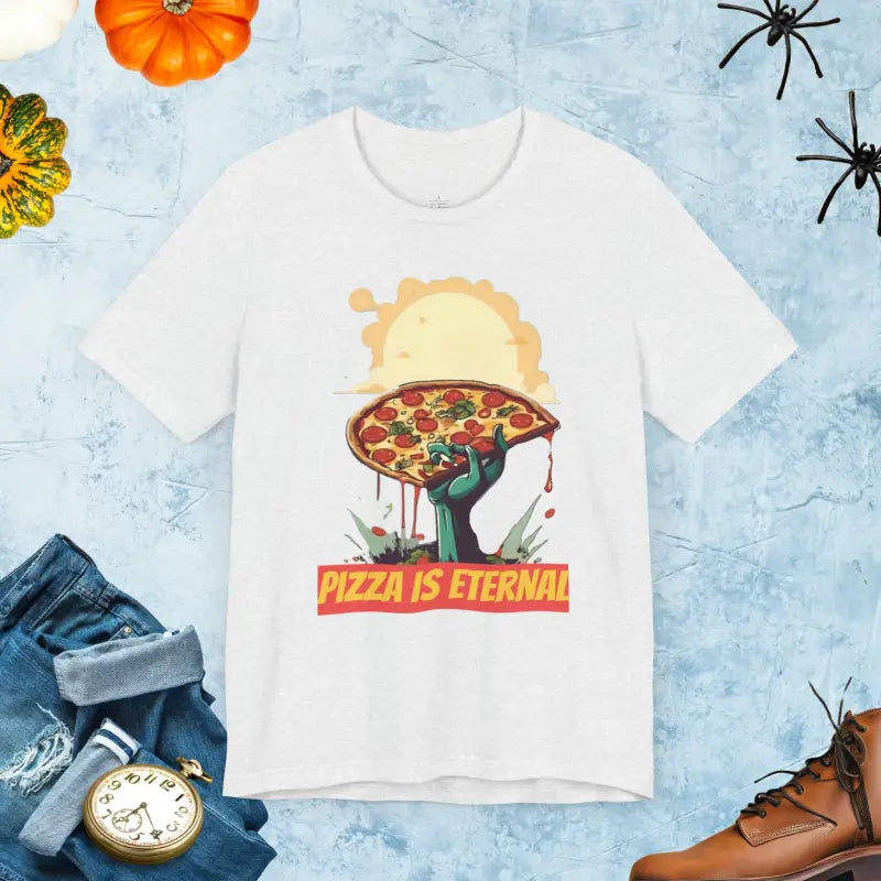 Unleash the Zombie Pizza Craze with our Unisex Tee! - Ash / s T-shirt