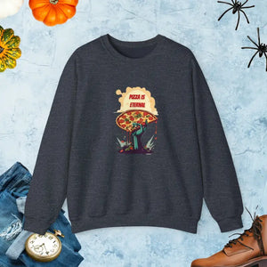 Zombie Pizza Sweatshirt Heavy Blend Crewneck Halloween - Dipaliz - Heather Sport Dark Navy / s - Sweatshirts