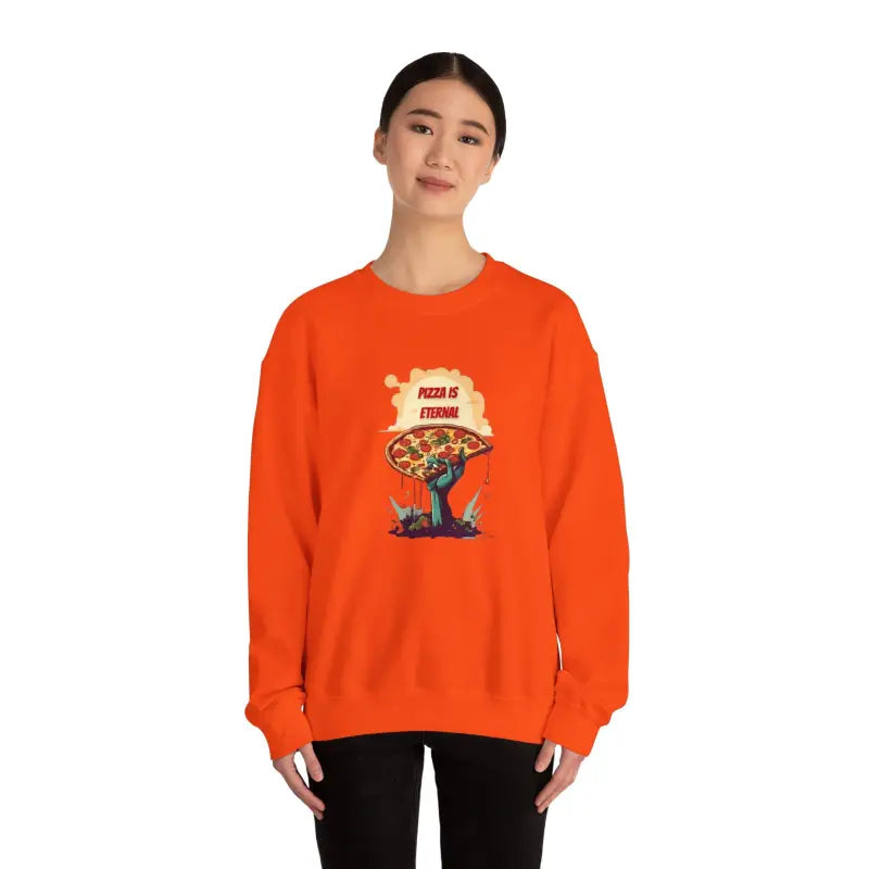 Zombie with Pizza Unisex Heavy Blend Crewneck: and Comfy - Sweatshirt