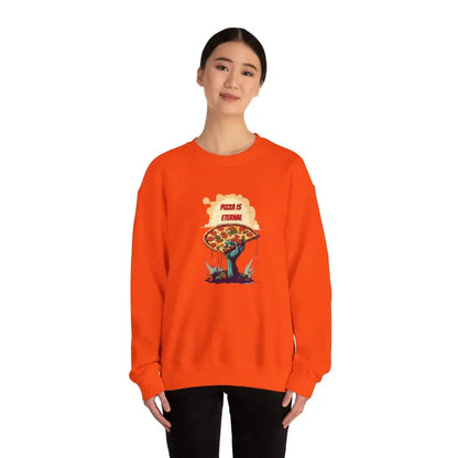 Zombie with Pizza Unisex Heavy Blend Crewneck: and Comfy - Sweatshirt