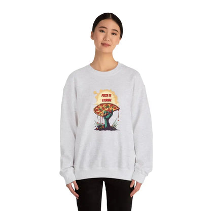 Zombie with Pizza Unisex Heavy Blend Crewneck: and Comfy - Sweatshirt