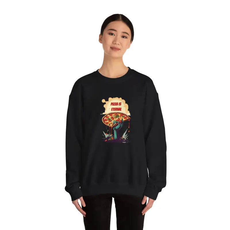 Zombie with Pizza Unisex Heavy Blend Crewneck: and Comfy - Sweatshirt