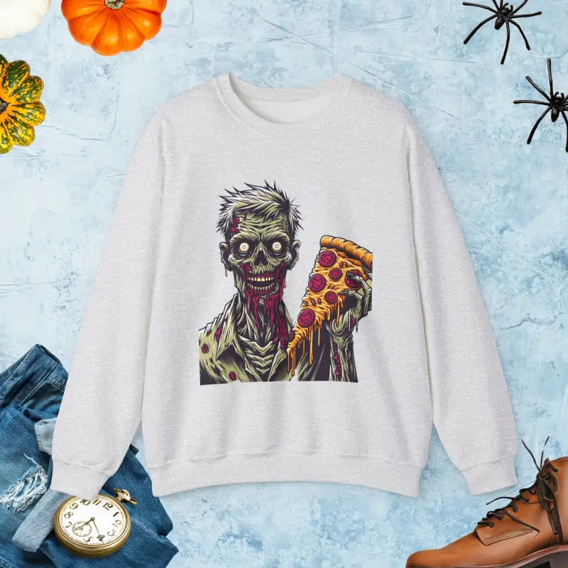 Ultimate Zombie Pizza Unisex Heavy Blend Crewneck Sweatshirt - Ash / s