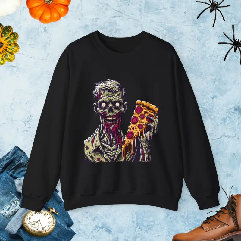 Ultimate Zombie Pizza Unisex Heavy Blend Crewneck Sweatshirt - Black / s