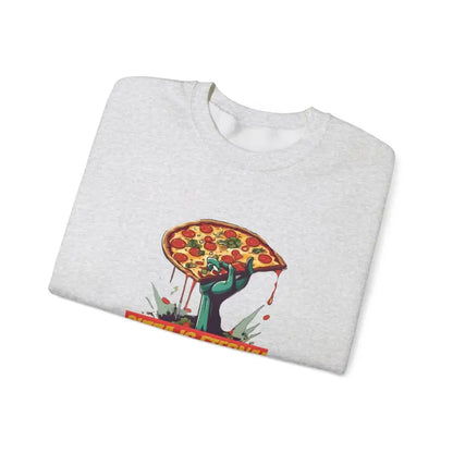 Stay Cozy and Cool with Zombie Pizza Crewneck Sweatshirt